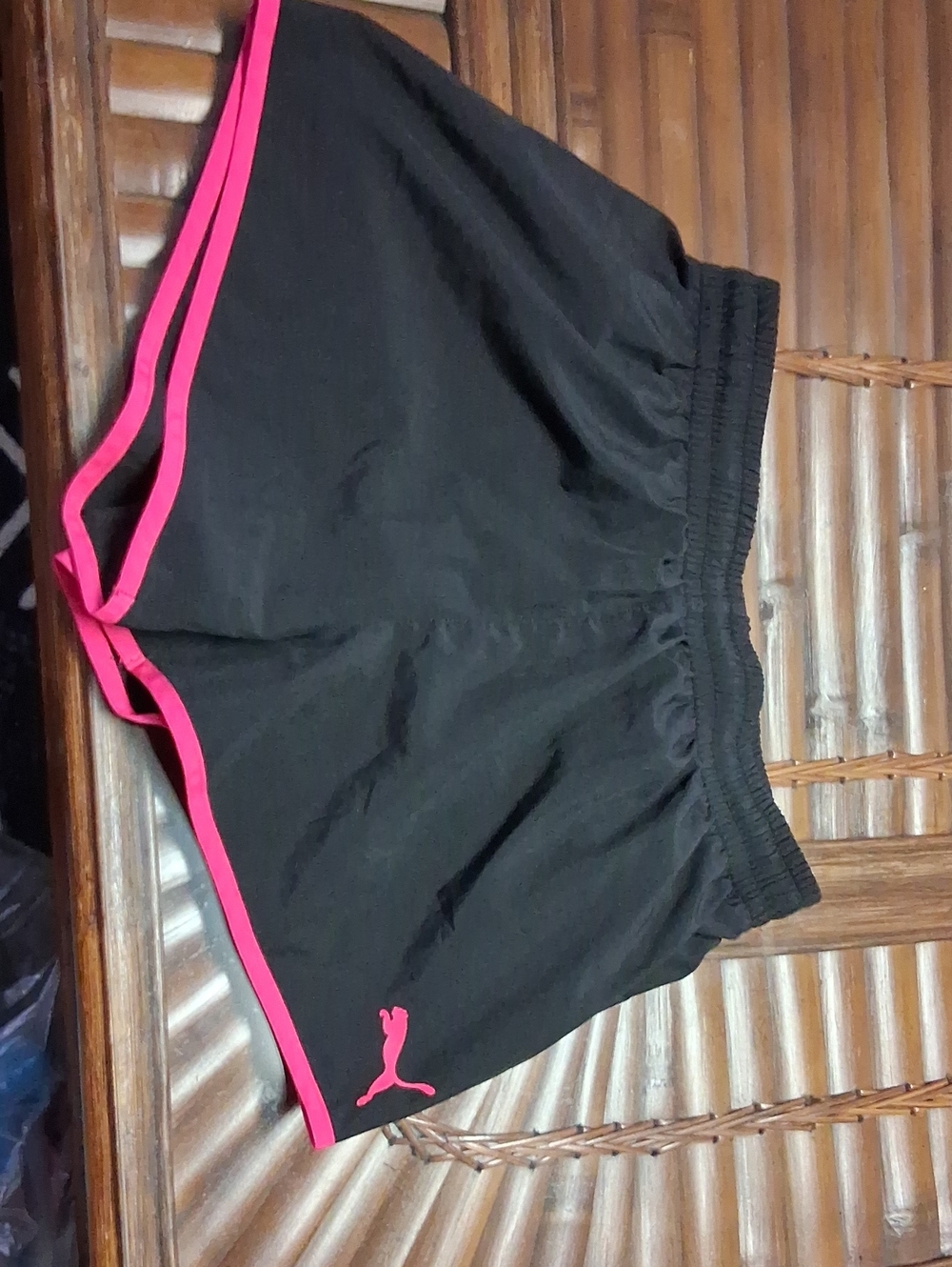 Puma Black Athletic Shorts with Pink Trim